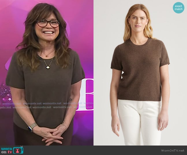 Quince Mongolian Cashmere Tee in Brown worn by Valerie Bertinelli on Today