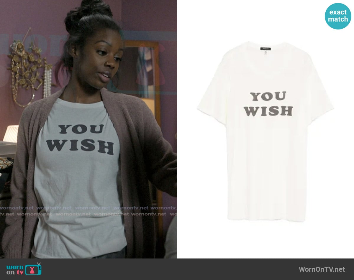 R13 Graphic-print t-shirt worn by Kiesha Williams (Birgundi Baker) on The Chi