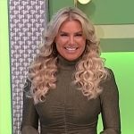 Rachel's gold ruched front dress on The Price is Right