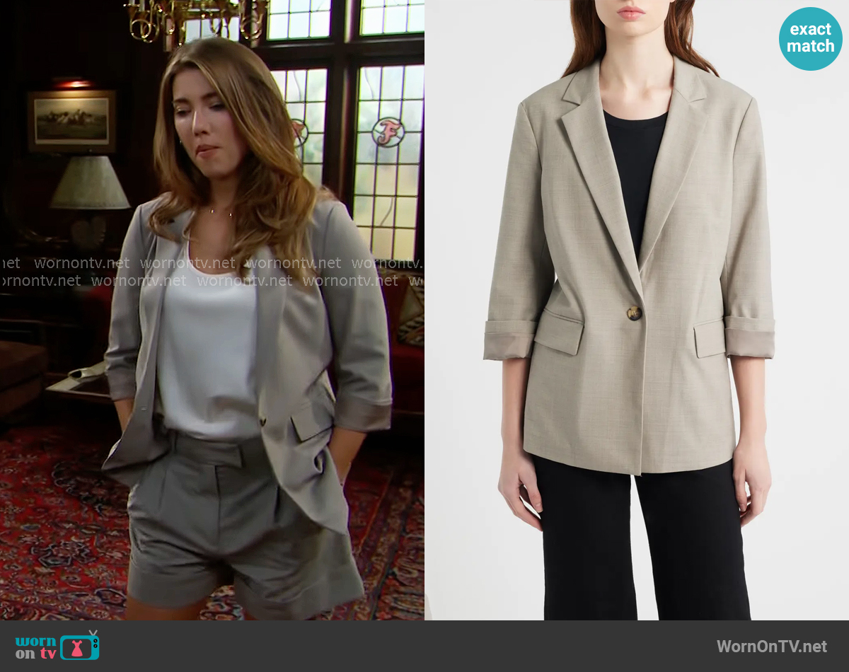 Rag and Bone Jennie Blazer in Light Taupe worn by Steffy Forrester (Jacqueline MacInnes Wood) on The Bold and the Beautiful