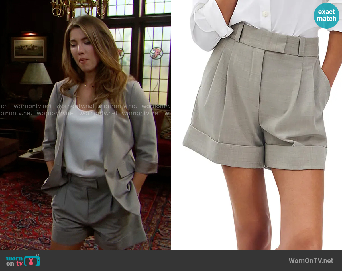 Rag and Bone Neila Shorts in Light Taupe worn by Steffy Forrester (Jacqueline MacInnes Wood) on The Bold and the Beautiful