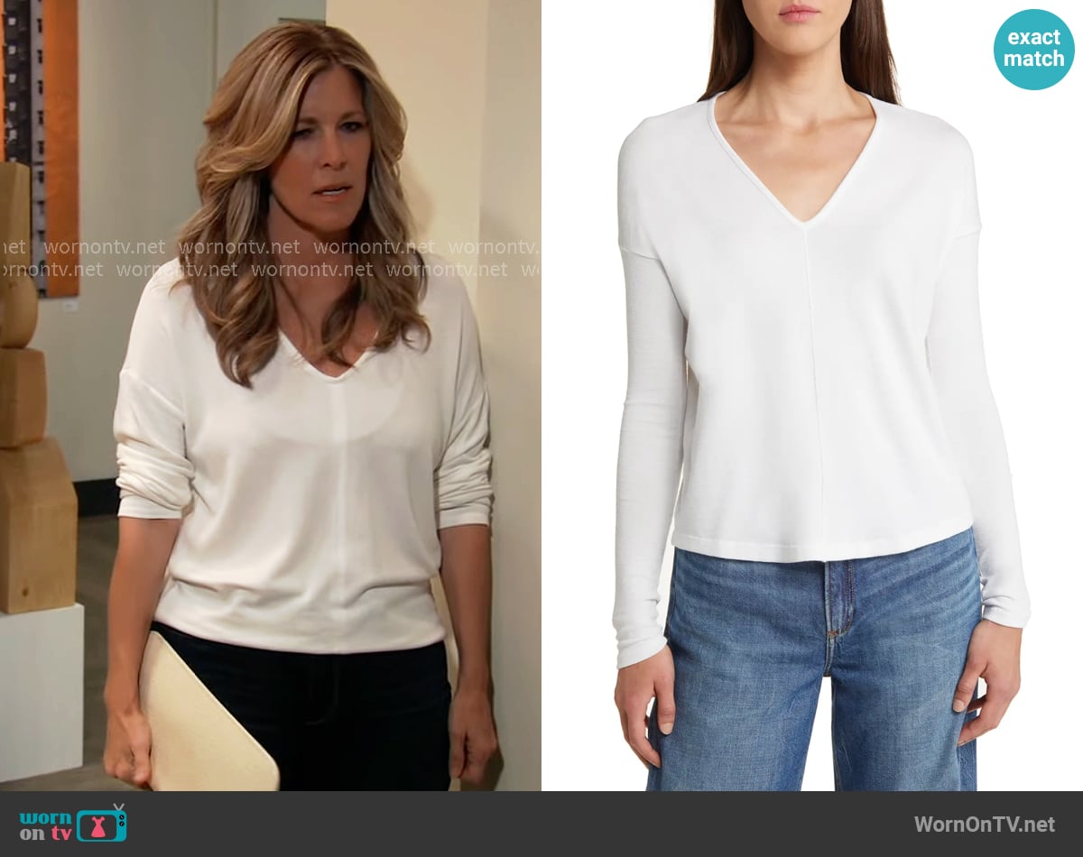 Rag and Bone The Long Sleeve Knit T-Shirt worn by Carly Spencer (Laura Wright) on General Hospital
