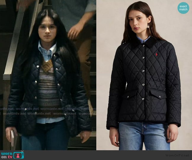 Ralph Lauren Corduroy-Trim Quilted Barn Jacket worn by Olivia Morandin (Zoe Neuman) on The Boys