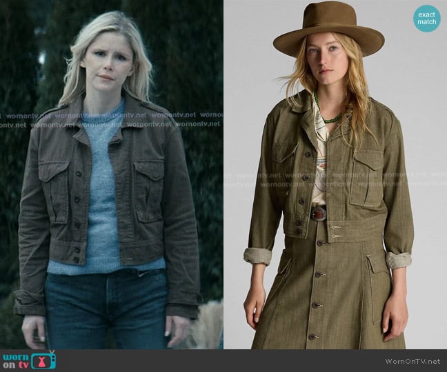 Ralph Lauren Slub Denim Jacket in Olive worn by Annie January (Erin Moriarty) on The Boys