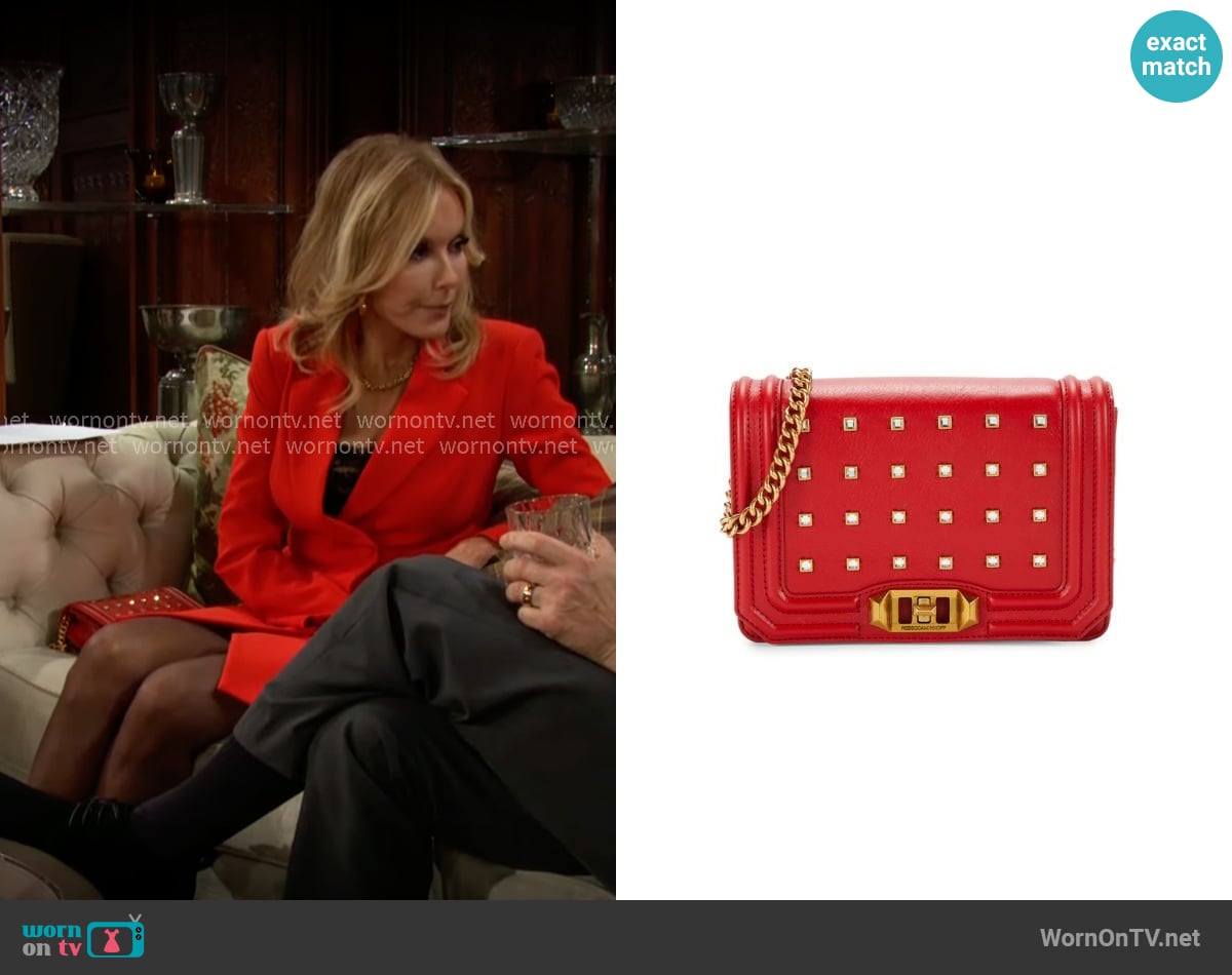 Rebecca Minkoff Studded Love Crossbody worn by Lauren Fenmore (Tracey Bregman) on The Young and the Restless