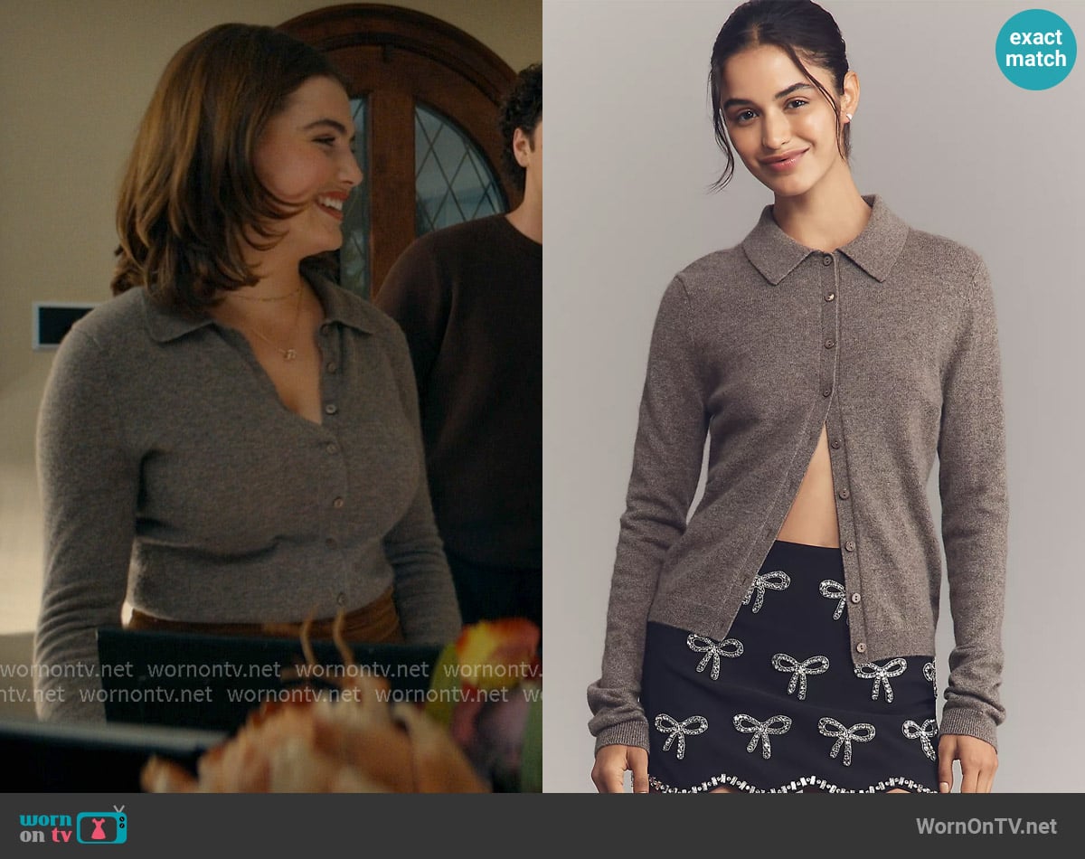 Reformation Florentina Cashmere Collared Cardigan Sweater worn by Hannah Wells (Ella Bright) on Off Campus