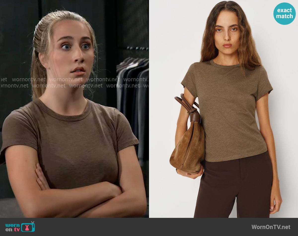 Reformation Max Tee in Mixed Nuts worn by Josslyn Jacks (Eden McCoy) on General Hospital