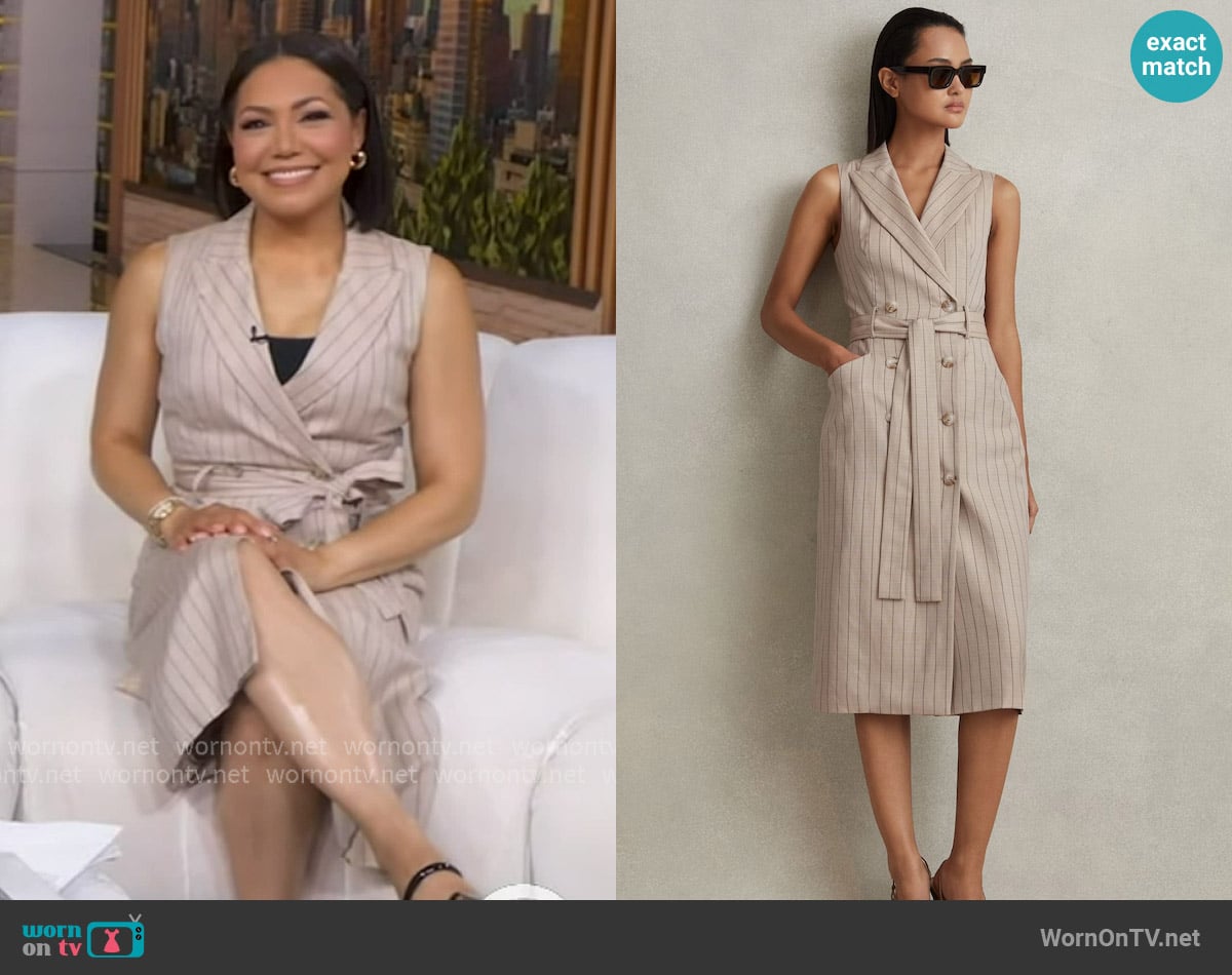 Reiss Andie Wool Blend Striped Double Breasted Dress worn by Stephanie Ramos on Good Morning America
