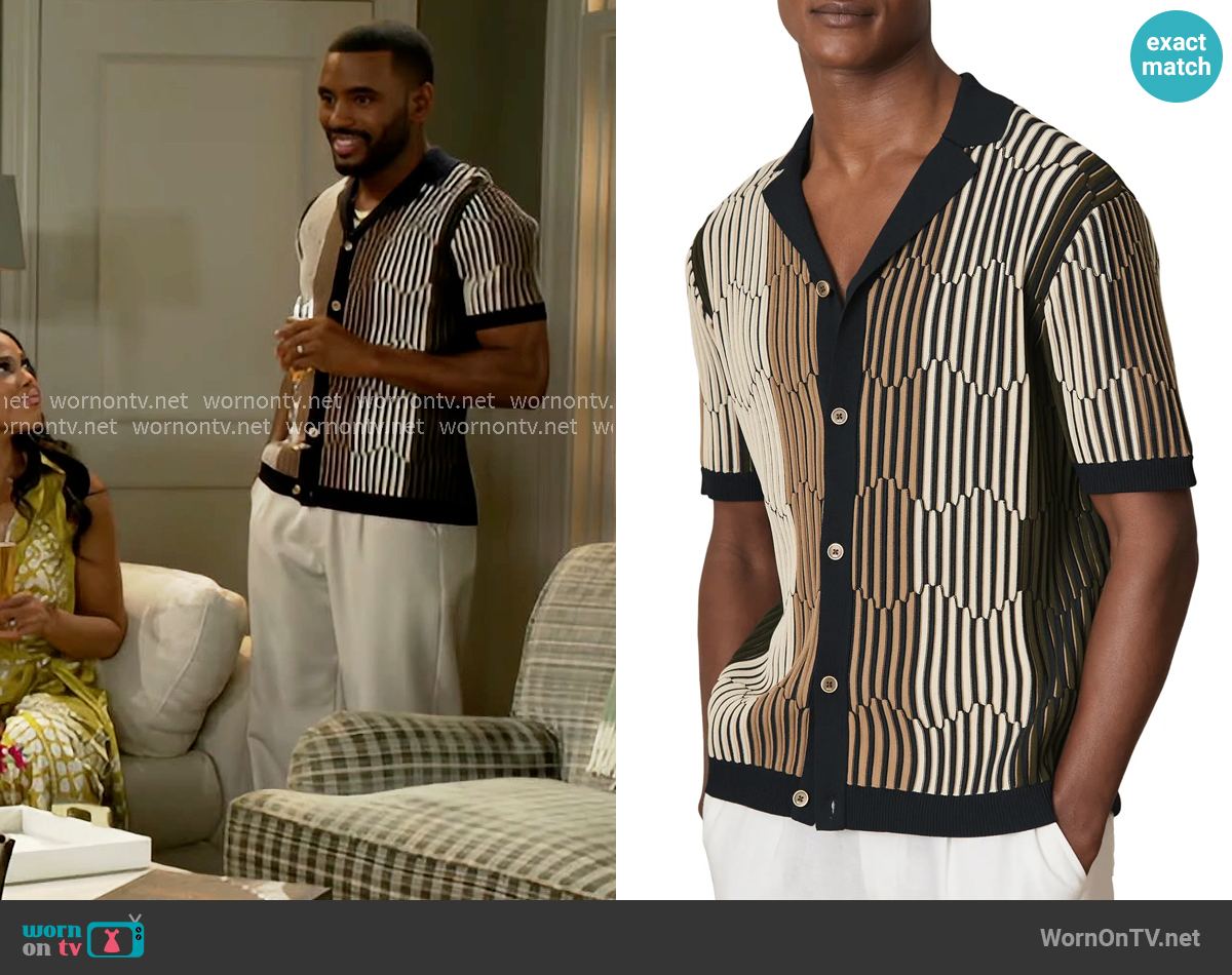 Reiss Andre Stripe Camp Shirt worn by Andre Richardson (Sean Freeman) on Beyond the Gates