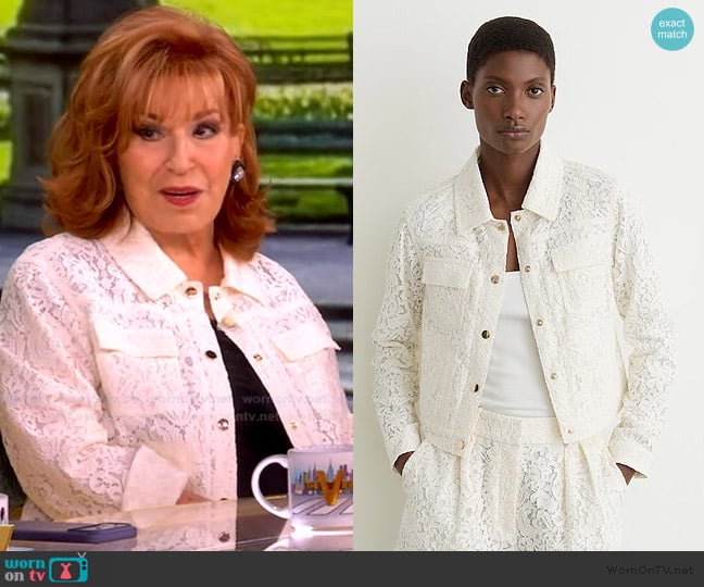 Reiss Lori Collared Lace Stud Jacket worn by Joy Behar on The View