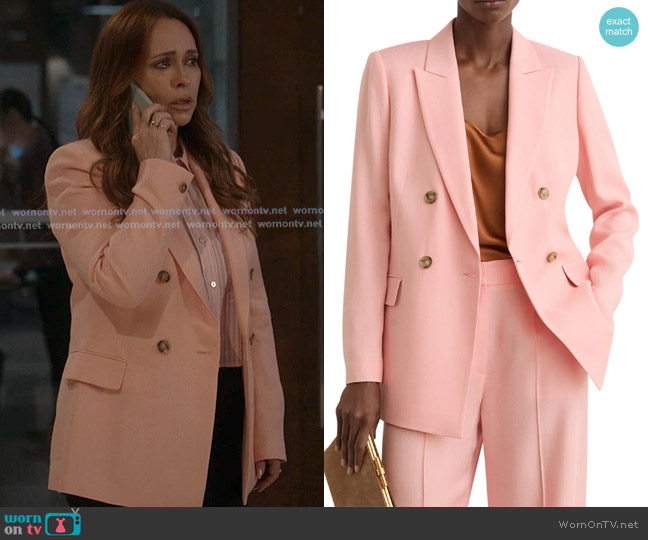 Reiss Magda Double Breasted Blazer in pink worn by Maddie Kendall (Jennifer Love Hewitt) on 9-1-1