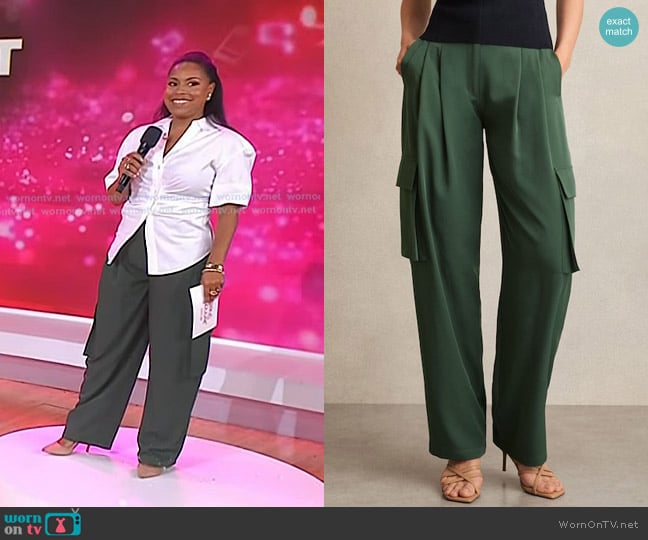 Reiss Orla Wide Leg Pleated Cargo Trousers worn by Sheinelle Jones on Today