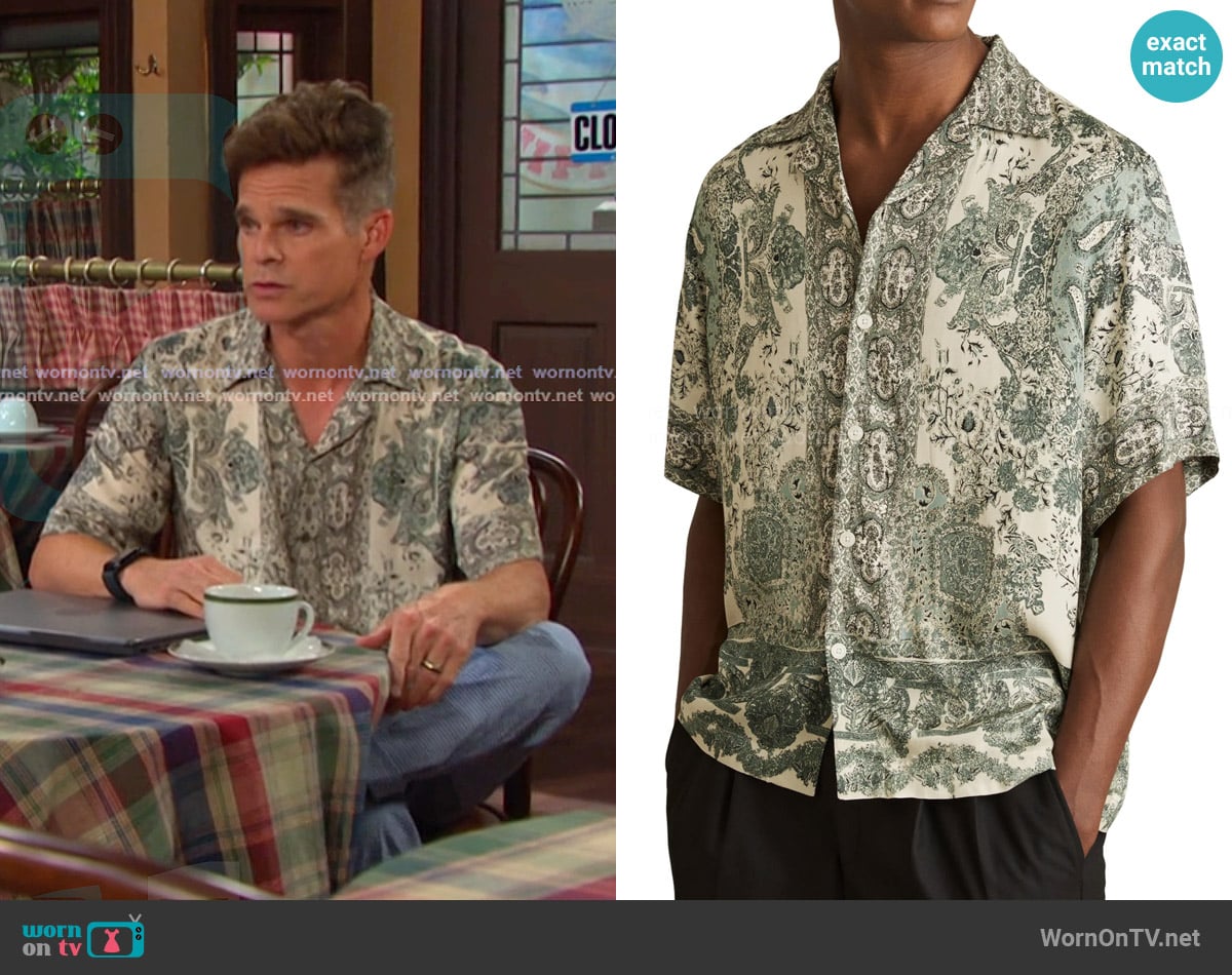 Reiss Samberg Paisley Camp Shirt worn by Leo Stark (Greg Rikaart) on Days of our Lives
