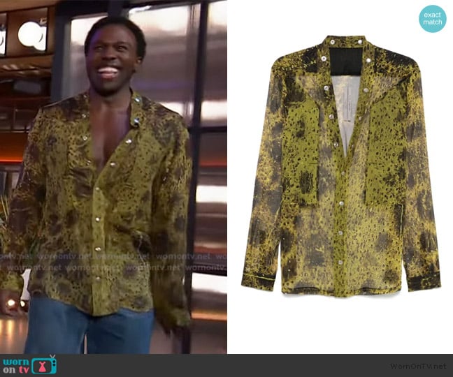 Rick Owens Larry fogpocket shirt worn by Joshua Henry on The Kelly Clarkson Show