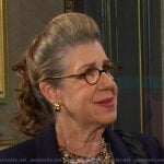 Rita’s floral blouse and navy blazer on Days of our Lives