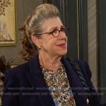 Rita’s floral blouse and navy blazer on Days of our Lives