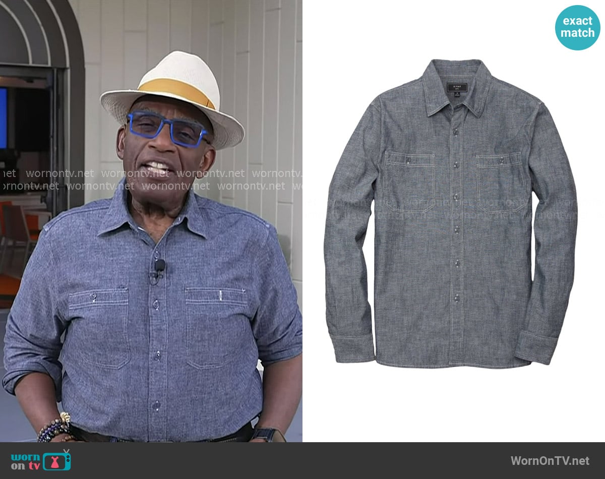 Rivay Butler Selvedge Chambray Workshirt in Graphite worn by Al Roker on Today
