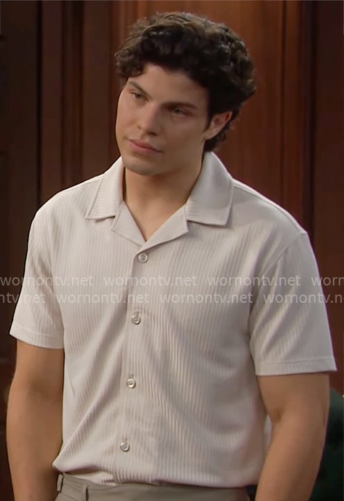 RJ’s cream button down shirt on The Bold and the Beautiful