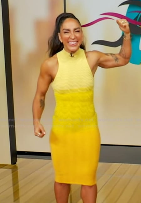 Robin Arzon’s yellow ribbed dress on Good Morning America