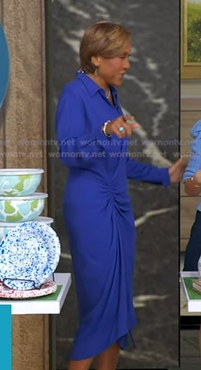 Robin’s blue gathered shirtdress on Good Morning America