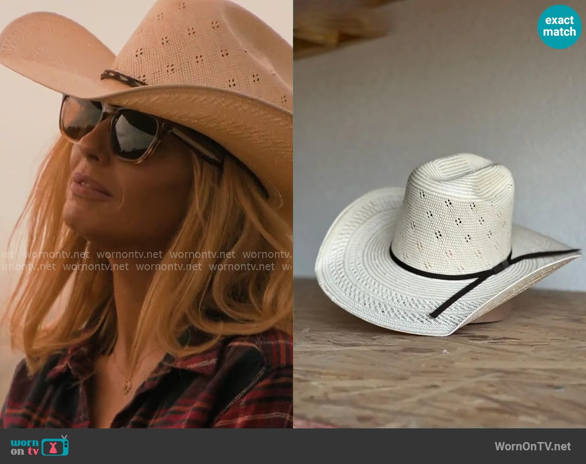 Rock'em Laredo 650 Straw Hat worn by Beth Dutton (Kelly Reilly) on Dutton Ranch