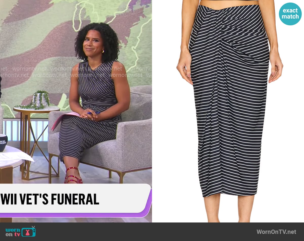 Ronny Kobo Rosalie Skirt worn by Adriana Diaz on CBS Mornings