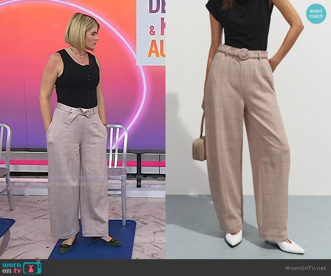Rosetta Getty Plaid Barrel Leg Pants worn by Jenna Bush Hager on Today