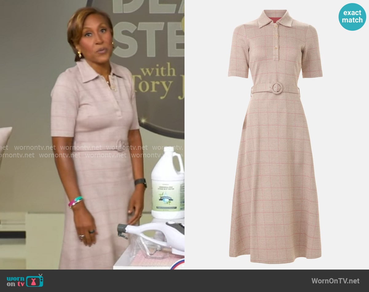 Rosetta Getty Plaid-pattern Polo Dress worn by Robin Roberts on Good Morning America