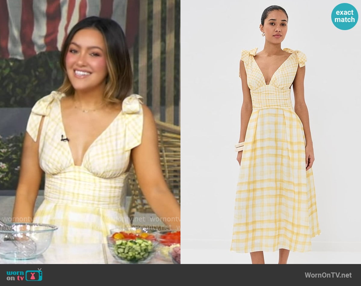 Rosie Assoulin Bow Shoulder Dress worn by Erin O'Brien on Good Morning America