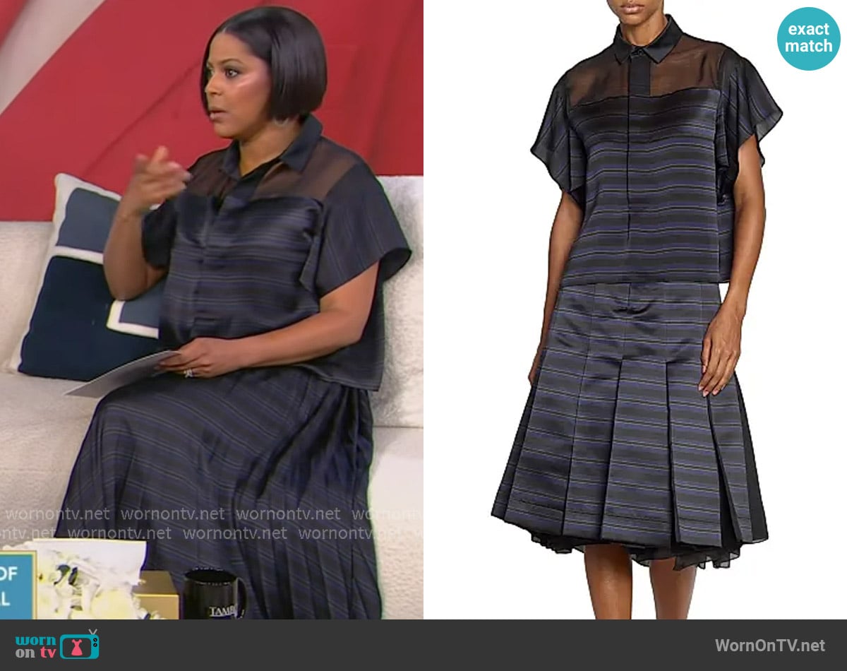 Sacai Striped Sheer Yoke Shirt worn by Tamron Hall on Tamron Hall Show