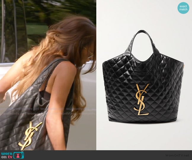 Saint Laurent Icare maxi matelassé leather tote worn by Alicia Carmody on The Real Housewives of Rhode Island