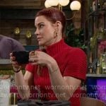 Sally's red rib knit top on The Young and the Restless