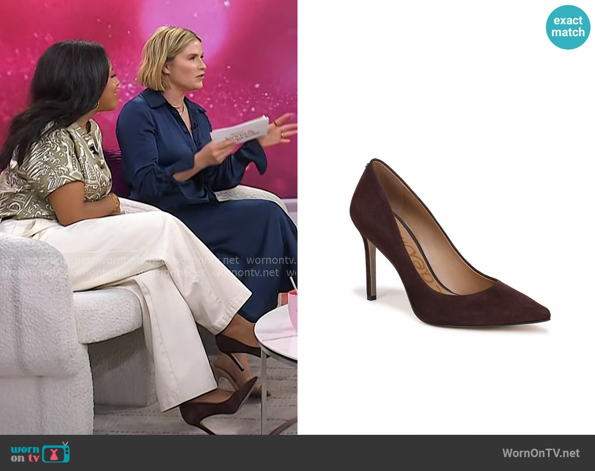 Sam Edelman Hazel Leather Pumps Cafe Noir worn by Sheinelle Jones on Today