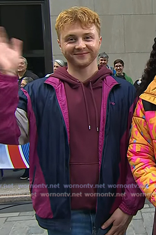 Sam Tutty’s purple windbreaker jacket on Today