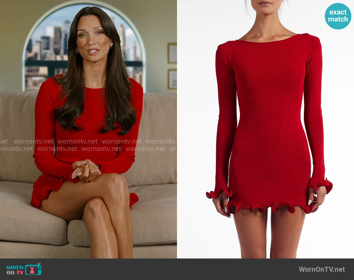 Same Ruffle Hem Mini Dress in Red worn by Whitney Fransway on In The City