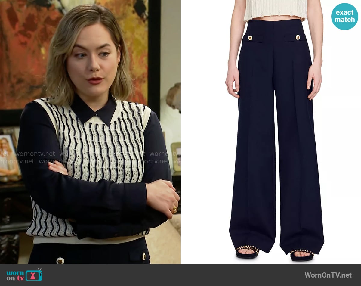 Sandro Alessi Wide Leg Trousers worn by Hope Logan (Annika Noelle) on The Bold and the Beautiful