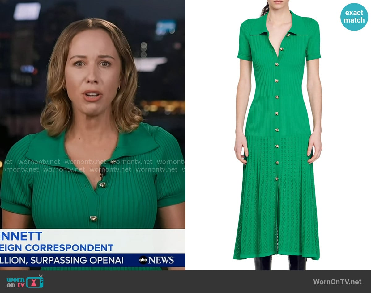Sandro Lorel Short Sleeve Maxi Shirtdress worn by Britt Clennett on Good Morning America