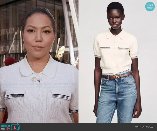 Sandro Rib-knit Cardigan worn by Stephanie Ramos on Good Morning America