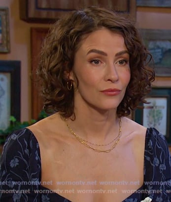 Sarah’s navy floral sweethert mini dress on Days of our Lives