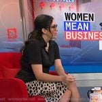 Savannah's black ribbed top and leopard skirt on Today