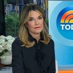 Savannah's black tie neck blouse and skirt on Today