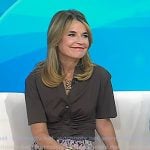Savannah’s brown ruched front shirt and floral pants on Today