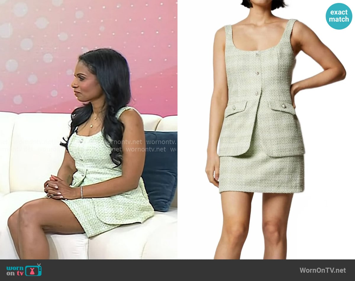 Saylor Kamala Tweed Dress in spearmint worn by Niro Feliciano on Today