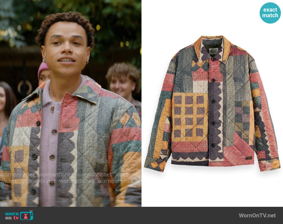 Scotch & Soda Patchwork mountain print overshirt worn by Dexter (Miles Gutierrez-Riley) on Off Campus