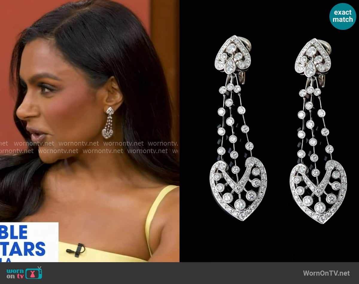 Selim Mouzannar Diamond Earrings worn by Mindy Kaling on Good Morning America