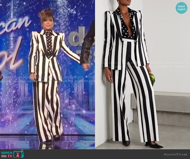 Serrgio Hudson Polka-dot Silk-charmeuse Shirt worn by Paula Abdul on American Idol