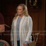 Sharon’s blue top and jeans on The Young and the Restless