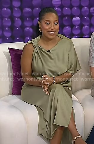 Sheinelle’s green knotted satin dress on Today