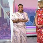 Sheinelle’s pink abstract print ruched dress on Today