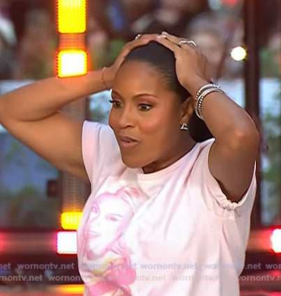 Sheinelle’s pink Zara Larsson print tee on Today